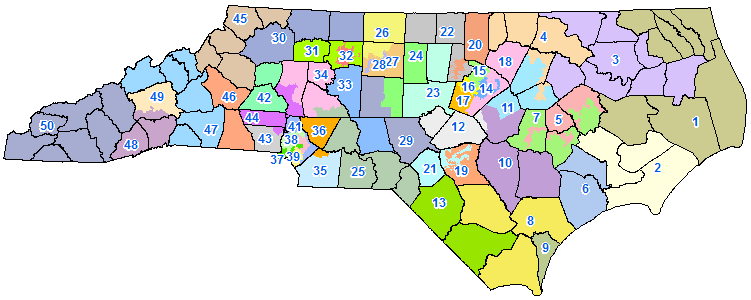 Rucho enacted NC Senate District plan (courtesy of NCGA redistricting page)
