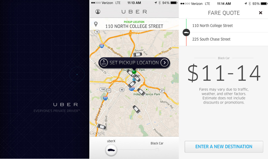 Uber App Screens