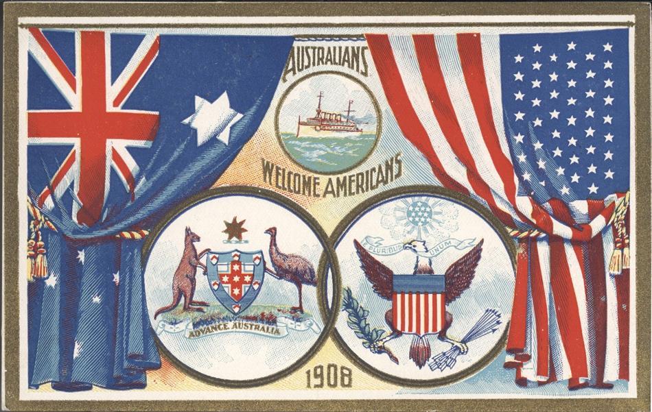 Australians welcome Americans Post Card