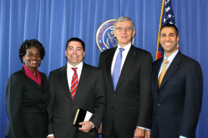 FCC Commissioner Mignon Clyburn, Commissioner O'Rielly, Chairman Tom Wheeler, Commissioner Ajit Pai