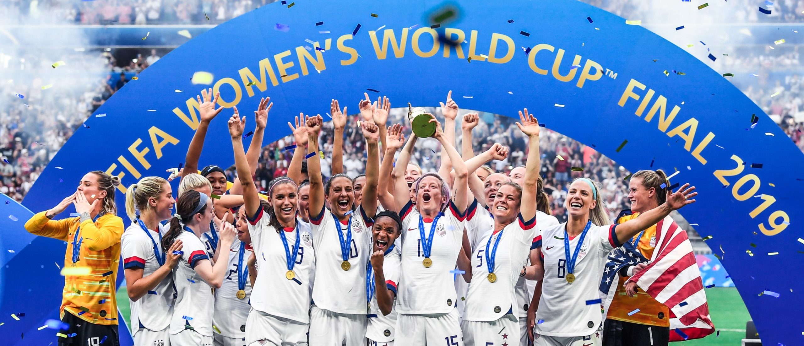 Photo: Courtesy USWNT Website, USWNT Celebration at 2019 World Cup